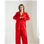 Піжамний костюм-трійка "Georgia" тканина шовк Армані + мереживо (сорочка+майка+штани) Червоний 5142 QC фото - Luxbikini
