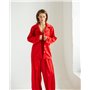 Піжамний костюм-трійка "Georgia" тканина шовк Армані + мереживо (сорочка+майка+штани) Червоний 5142 QC фото - Luxbikini