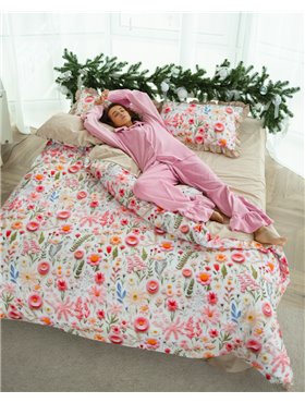 Постільний комплект "Різнотрав'я 3D" тканина преміальний Ранфорс (розмір євро) 5133 QC фото - Luxbikini