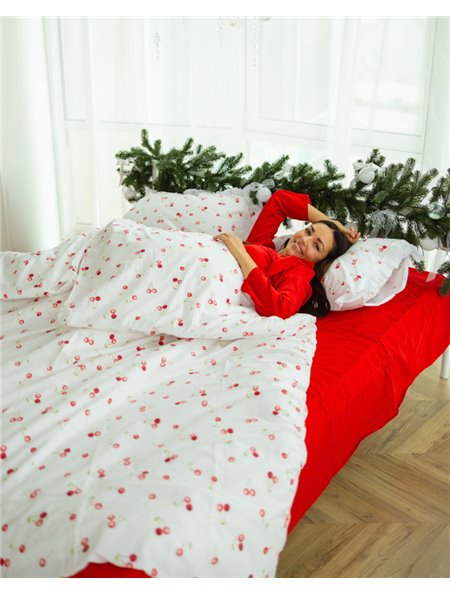 Постільний комплект "Вишні" тканина преміальний Ранфорс (розмір євро) 5123 QC фото - Luxbikini