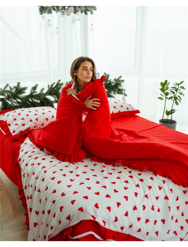 Постільний комплект "Серця" тканина преміальний Ранфорс (розмір євро) 5119 QC фото - Luxbikini