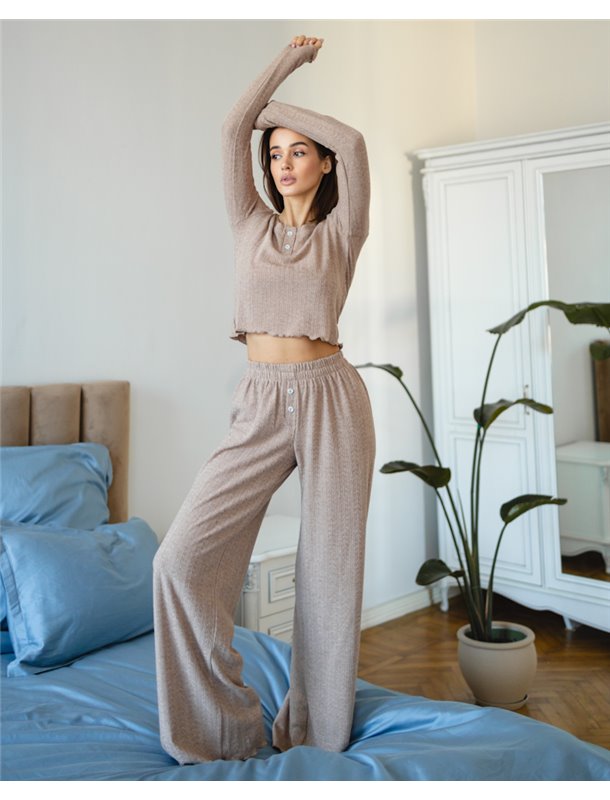 Жіноча піжама "Mariel" тканина трикотаж Бежевий 5104 QC фото - Luxbikini