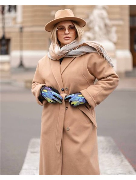 Жіноче пальто з кашеміру преміум якості Бежевий 5075 QC фото - Luxbikini