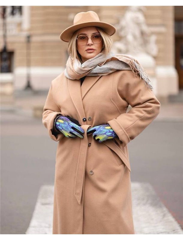 Жіноче пальто з кашеміру преміум якості Бежевий 5076 QC фото - Luxbikini