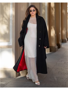 Жіноче пальто з кашеміру преміум якості Чорний 5073 QC фото - Luxbikini