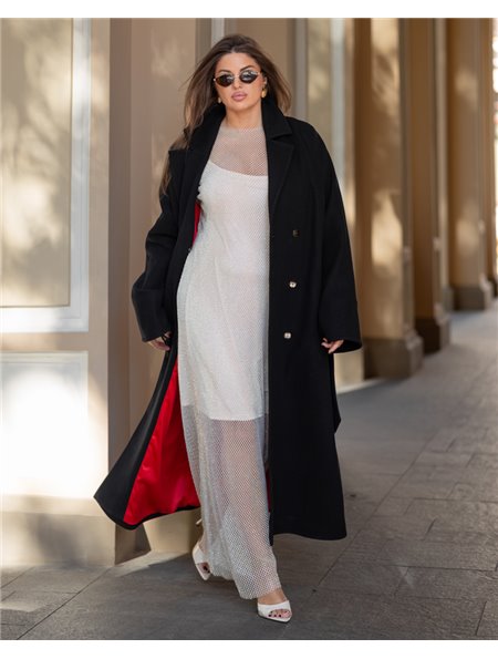 Жіноче пальто з кашеміру преміум якості Чорний 5074 QC фото - Luxbikini