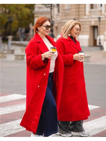 Жіноче пальто з кашеміру преміум якості Червоний 5072 QC фото - Luxbikini