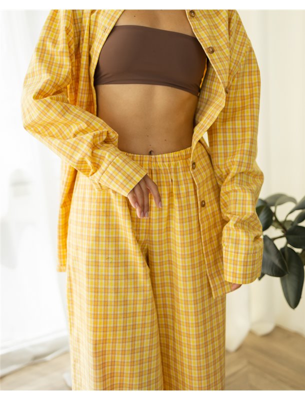 Жіноча піжама "Fiona" тканина байка Жовтий 4956 QC фото - Luxbikini