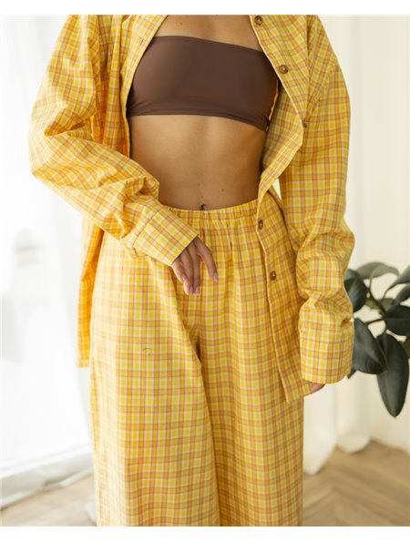 Жіноча піжама "Fiona" тканина байка Жовтий 4956 QC фото - Luxbikini