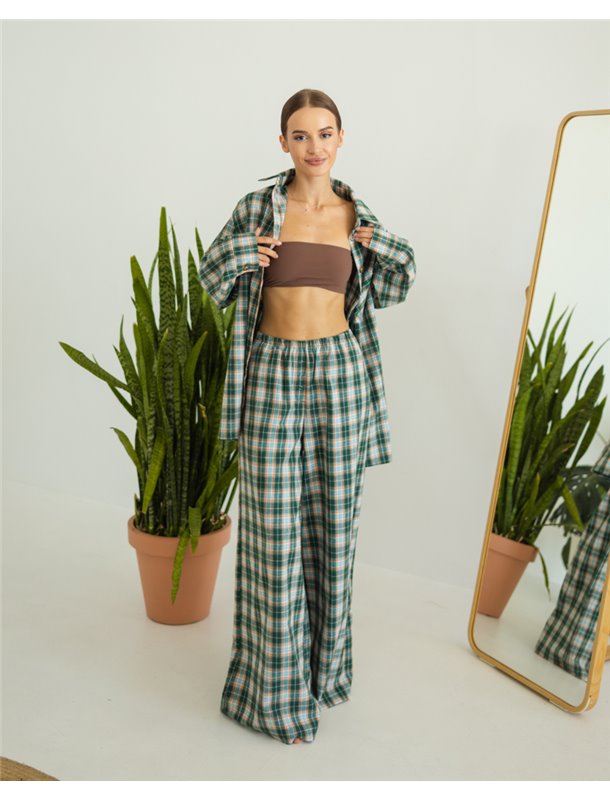 Жіноча піжама "Fiona" тканина байка Зелений 4951 QC фото - Luxbikini