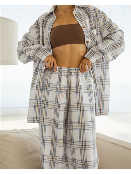 Жіноча піжама "Fiona" тканина байка Білий 4939 QC фото - Luxbikini