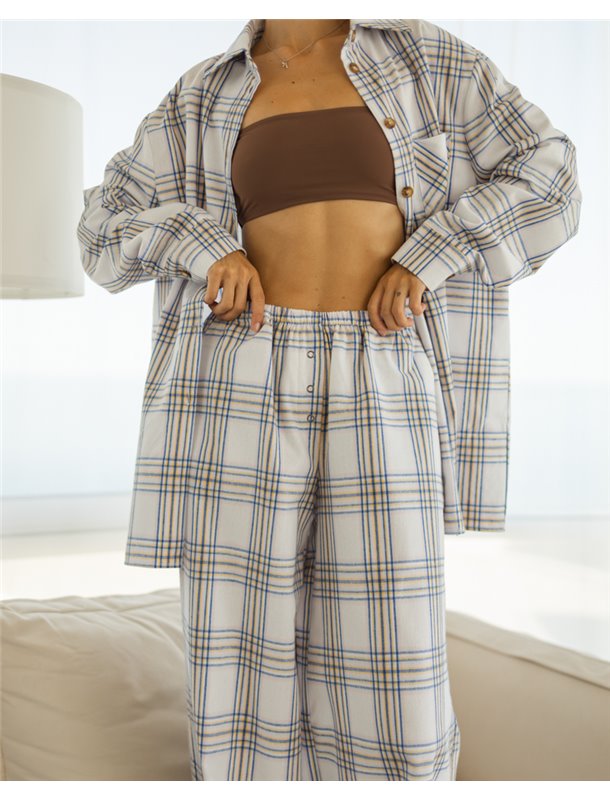 Жіноча піжама "Fiona" тканина байка Білий 4940 QC фото - Luxbikini