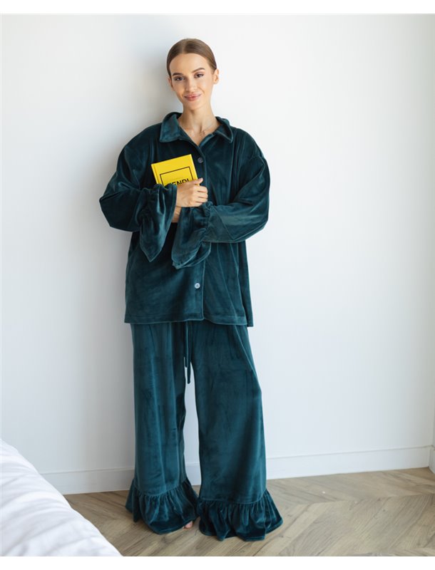 Домашній костюм "Capri" тканина велюр Смарагдовий 4937 QC фото - Luxbikini