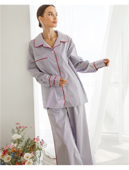 Жіноча піжама "Amber" тканина бавовна люкс сегмента Червоний кант 4912 QC фото - Luxbikini