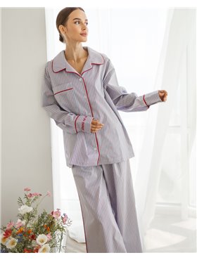 Жіноча піжама "Amber" тканина бавовна люкс сегмента Червоний кант 4914 QC фото - Luxbikini