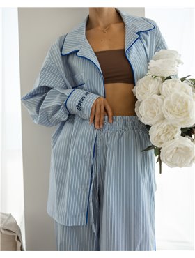 Жіноча піжама "Amber" тканина бавовна люкс сегмента Синій кант 4904 QC фото - Luxbikini