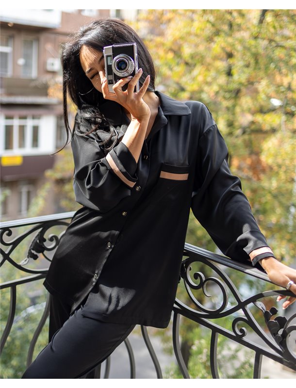 Жіноча піжама "Victoria" тканина шовк Армані Чорний 4891 QC фото - Luxbikini