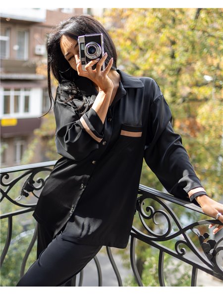 Жіноча піжама "Victoria" тканина шовк Армані Чорний 4891 QC фото - Luxbikini