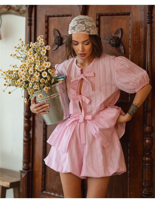 Домашній костюм "Montana" тканина бавовна + мереживо Рожевий 4853 QC фото - Luxbikini