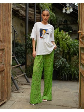 Штани з тканини мереживо Зелений 4796 QC фото - Luxbikini