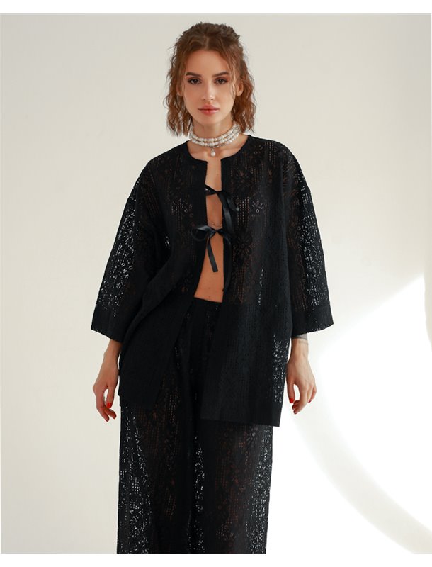 Домашній костюм "Elvina" тканина гіпюр Чорний 4750 QC фото - Luxbikini