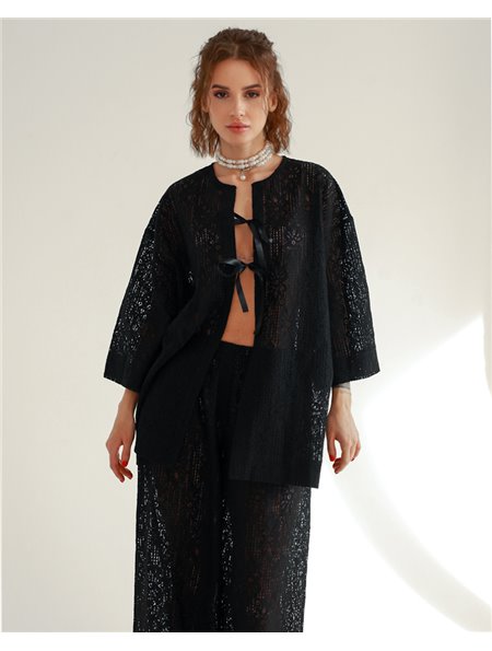 Домашній костюм "Elvina" тканина гіпюр Чорний 4750 QC фото - Luxbikini