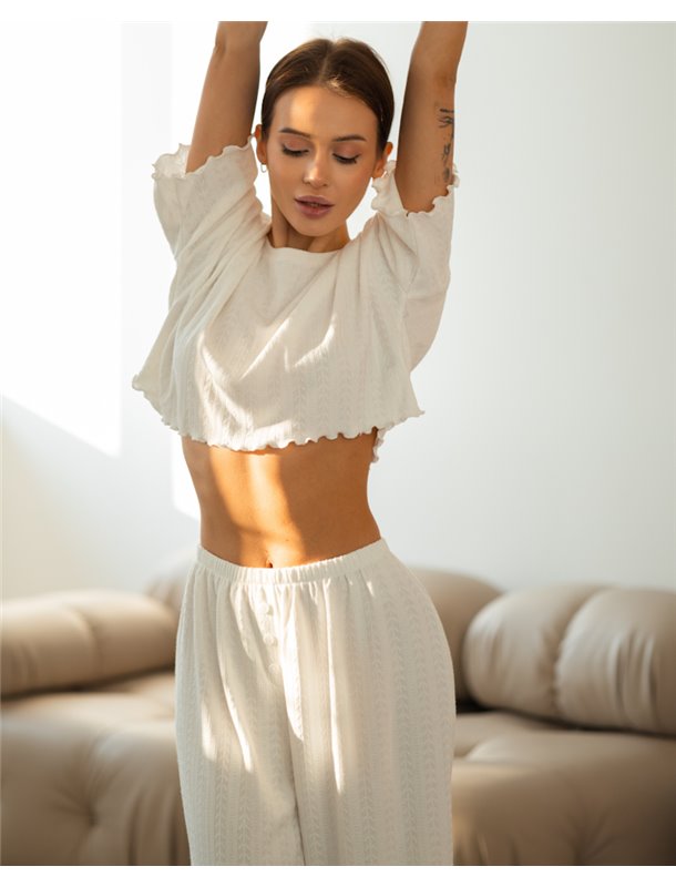 Жіноча піжама "Eliza" тканина трикотаж Білий 4735 QC фото - Luxbikini