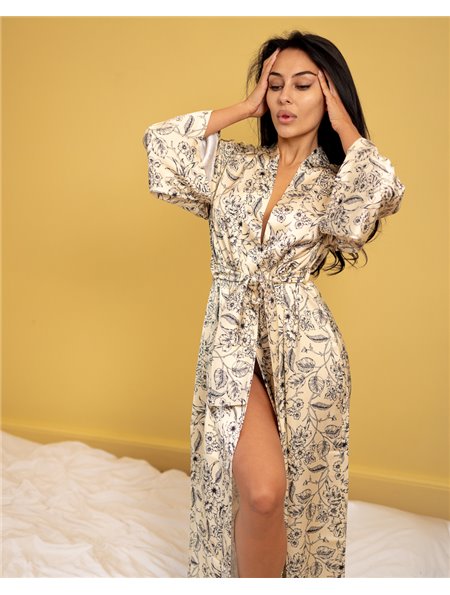 Халат шовк сатин дабл Demy Жовтий 4704 QC фото - Luxbikini