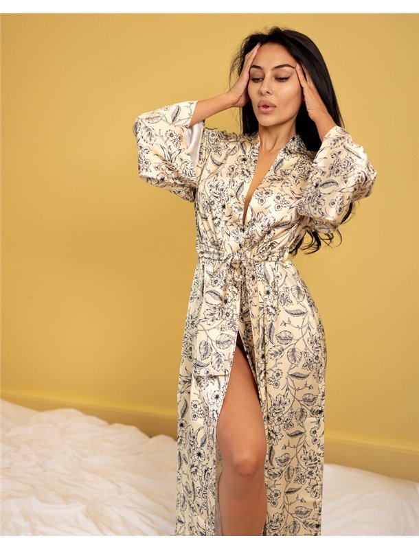 Халат шовк сатин дабл Demy Жовтий 4705 QC фото - Luxbikini