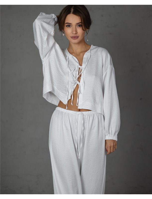 Домашній костюм "Frida" шовк віскоза Білий 4689 QC фото - Luxbikini