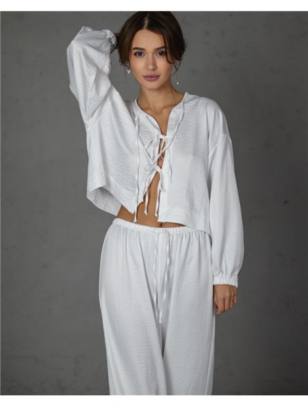Домашній костюм "Frida" шовк віскоза Білий 4689 QC фото - Luxbikini