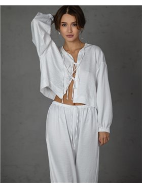 Домашній костюм "Frida" шовк віскоза Білий 4690 QC фото - Luxbikini