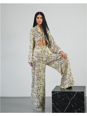 Жіночий костюм-трійка (сорочка+штани+шорти) "Liora" шовк сатин дабл Жовтий 4677 QC фото - Luxbikini