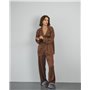 Піжама "Kleo" в смужку шовк Армані + хустинка Коричневий 4663 QC фото - Luxbikini