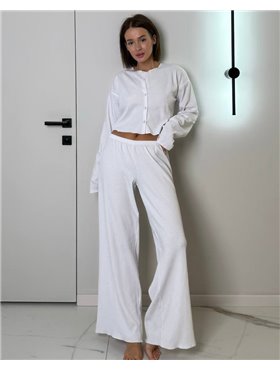 Жіноча піжама "Sandra" трикотаж рубчик Білий 4647 QC фото - Luxbikini