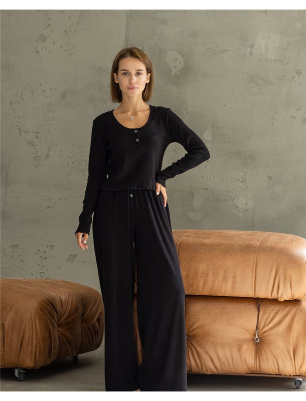 Жіноча піжама "Lana" трикотаж ангора Чорний 4590 QC фото - Luxbikini