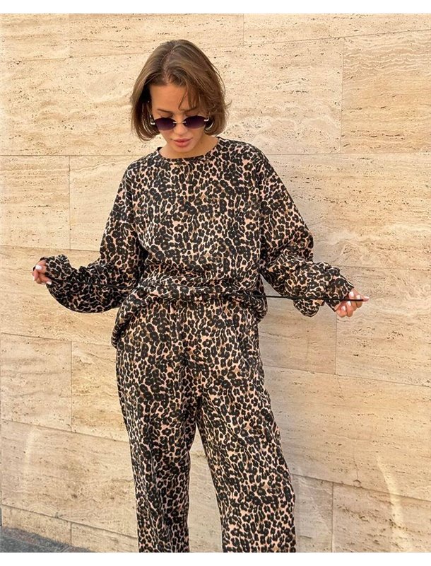 Спортивний костюм-двійка "Корсика" жіночий (кофта+штани) тринитка петля Леопард 4579 QC фото - Luxbikini