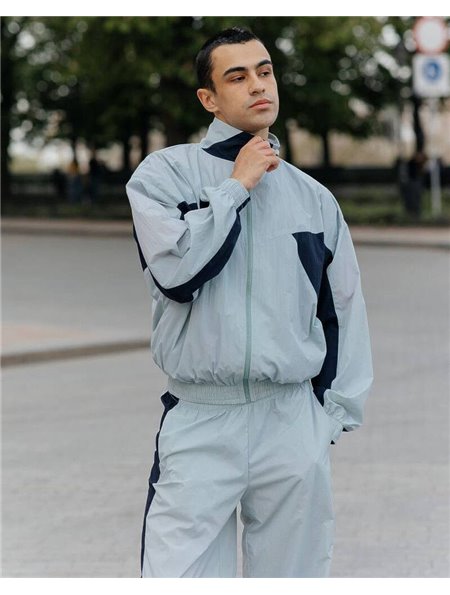 Спортивний костюм-двійка "Балі" чоловічий (кофта+штани) плащівка жатка Блакитний 4459 QC фото - Luxbikini