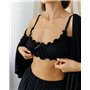 Домашній костюм "Afina" (халат+топ+штани) трикотаж двунитка Чорний 4453 QC фото - Luxbikini