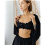 Домашній костюм "Afina" (халат+топ+штани) трикотаж двунитка Чорний 4455 QC фото - Luxbikini