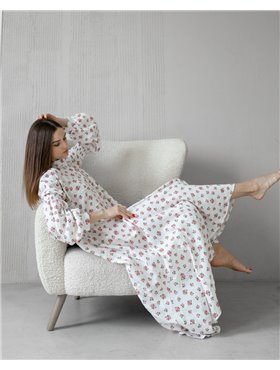 Сукня "Grace" (Тканина: муслін) Червоні квіти 4420 QC фото - Luxbikini