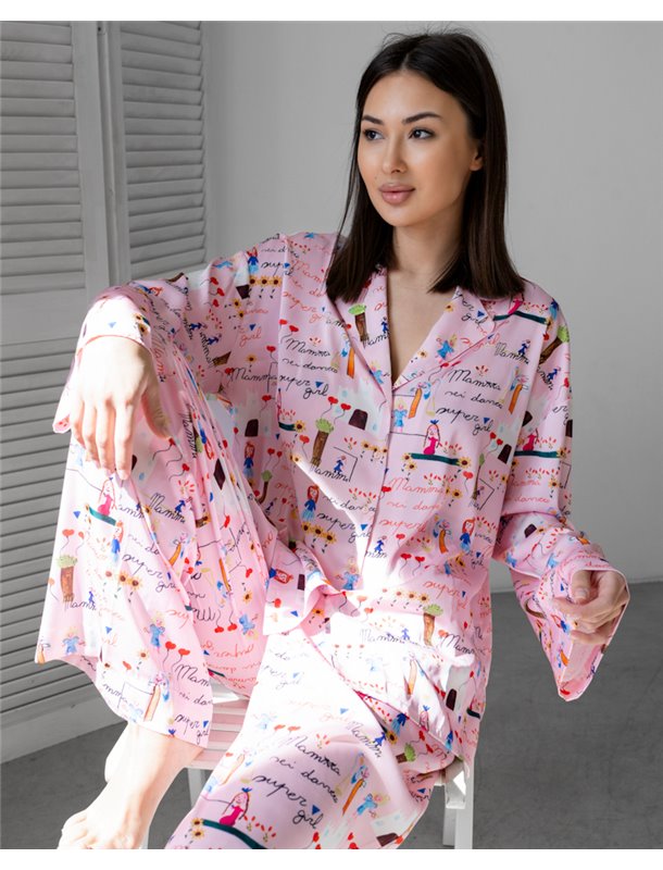 Піжама "Supergirl" шовк Армані 4414 QC фото - Luxbikini