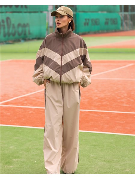 Спортивний костюм-двійка "Санторіні" жіночий (кофта+штани) плащівка Мокко 4404 QC фото - Luxbikini