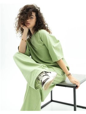 Спортивний костюм-двійка "Кука" (футболка+штани) двонитка петля Оливка 4381 QC фото - Luxbikini