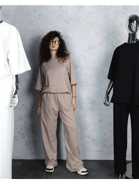 Спортивний костюм-двійка "Кука" (футболка+штани) двонитка петля Мокко 4378 QC фото - Luxbikini