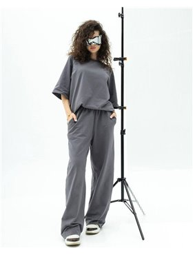 Спортивний костюм-двійка "Кука" (футболка+штани) двонитка петля Сірий 4375 QC фото - Luxbikini