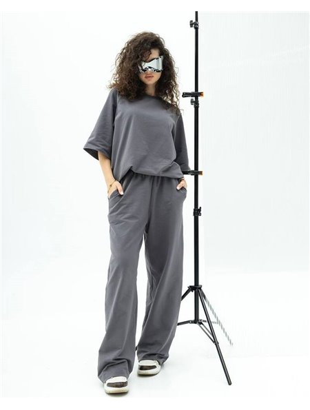 Спортивний костюм-двійка "Кука" (футболка+штани) двонитка петля Сірий 4376 QC фото - Luxbikini