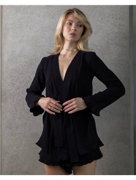 Піжамний костюм "Nancy" (халат+ шорти) муслін Чорний 4340 QC фото - Luxbikini