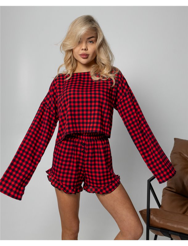 Піжамний костюм-трійка "Regina" (кофта+майка+шорти) тканина штапель 4325 QC фото - Luxbikini