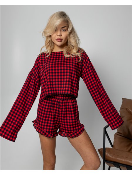 Піжамний костюм-трійка "Regina" (кофта+майка+шорти) тканина штапель 4327 QC фото - Luxbikini